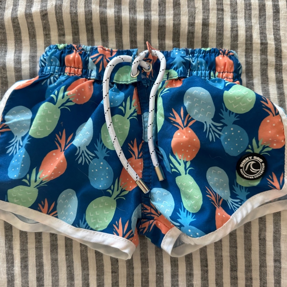 Binky Bro 6M Vibrant Blue and Orange Tropical Print Shorts